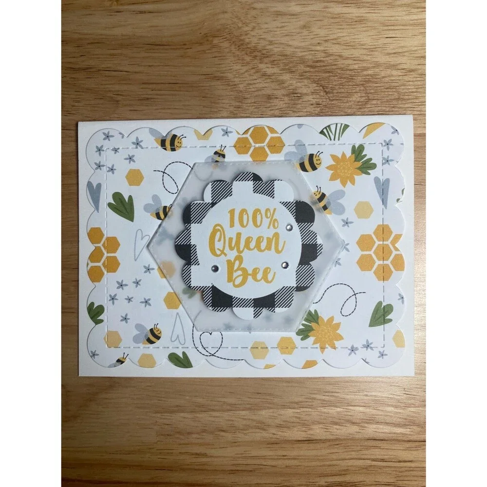 Bee & Flowers Greeting Card – Handmade A2 Card – All Occasion Blank Card
